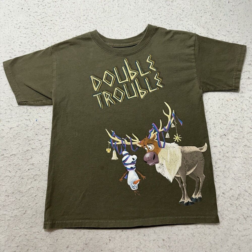 Disney Olive Green 'Double Trouble' Graphic Tee with Characters